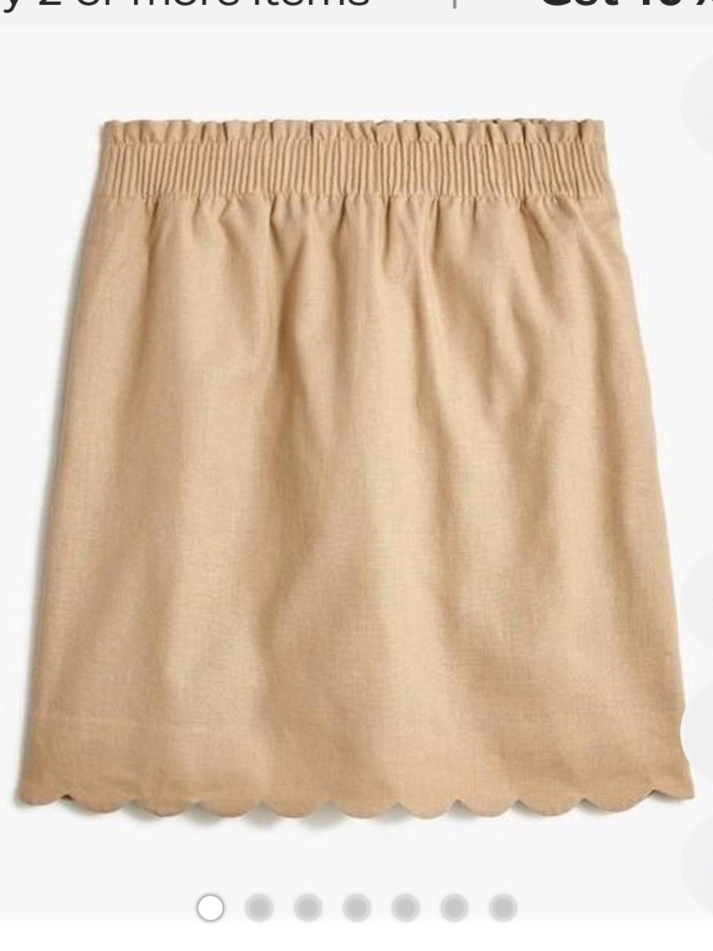 NWT j.crew Linen tan lined scalloped hem skirt size 10